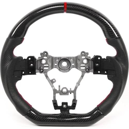 Carbon Fiber Steering Wheel Nappa Preforated Leather W/ Red Stitching Fit for Subaru WRX/STI 2015-2020