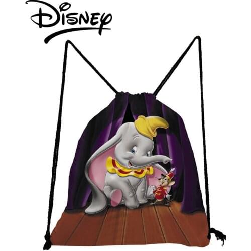 Disney Dumbo Backpack Portable Elephant Drawstring Bag Animal Printed Storage Bag Cartoon Cute Child Small School Bag Foldable