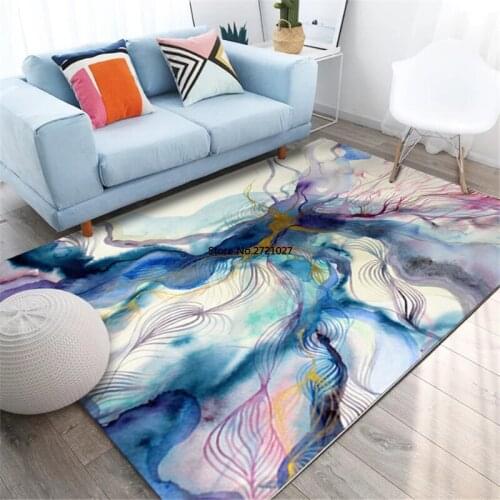 Blue Purple Abstract Carpet Colorful Living Room Modern Art Bedside Mat Household Carpet Washable Kitchen Floor Mat