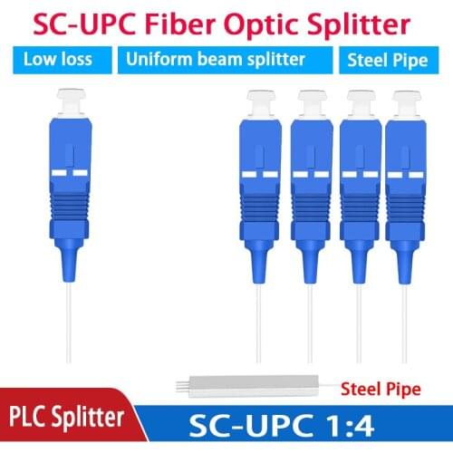 Steel Tube 1x8 Differential Mini Blockless SC/UPC Connector Fiber Optic PLC Splitter Wire harness 10pcs NEW