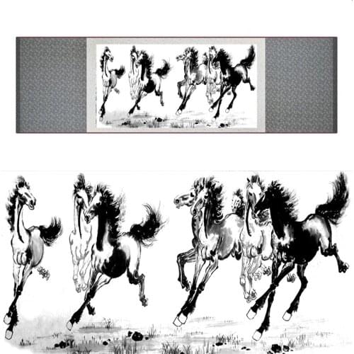 Traditional Chinese art painting Horse art painting Silk scroll art painting Horse picture 040704