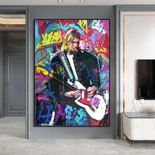Street Graffiti Pop Art Man Rock Singer Canvas Painting Art Posters and Prints Wall Art Pictures for Living Room Home Decoration
