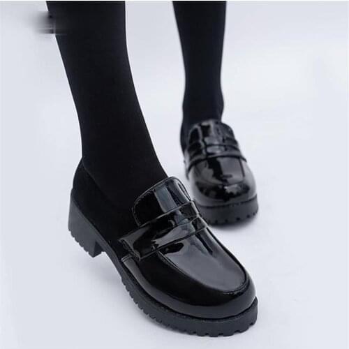 Women girl Uniform Shoes Japanese JK Round Toe Women Girls School Students Lolita Black Brown Cosplay Shoes Rubber Sole