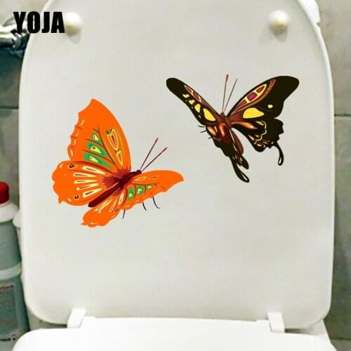 YOJA 21X13CM Cute Butterfly Home Room Decor Cartoon Wall Sticker Funny Animal WC Toilet Decals T1-2242