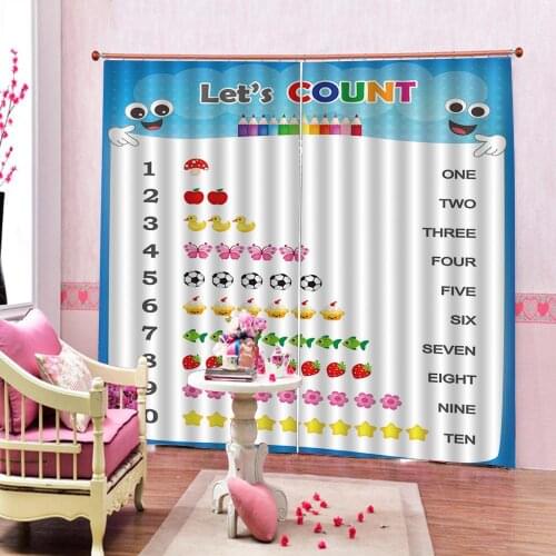 "Lets Count "Cartoon Funny Photo 3D Curtain For Childrens room Bedroom Blackout Drapes Decor Sets 2 Panels With Hooks