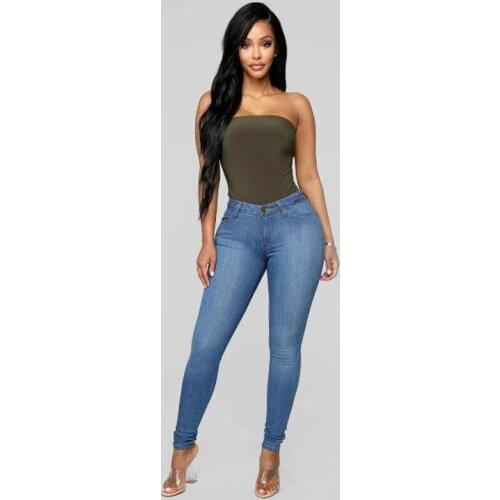 Womens Jeans Pants High Waisted Skinny Sexy Blue Pencil Pants Autumn 2021 Button Fly Vintage Cotton Denim Pants for Women