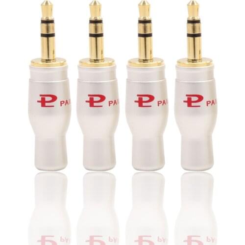 100pcs Classic White Pailic Pailiccs Plug Audio Cable Connector 3.5mm male adapter