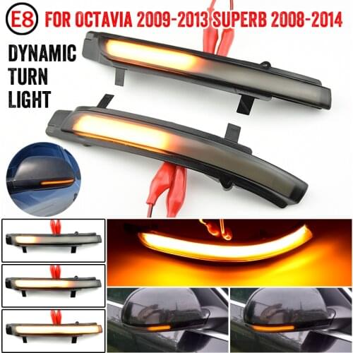 2 pieces For Skoda Octavia 2009-2013 SUPERB 2008-2014 Dynamic LED Turn Signal Blinker Mirror flasher Light