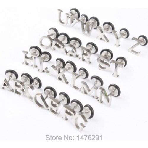 26PCS Initial Letters Alphabet A-Z Stainless Steel Ear Stud Free S&H