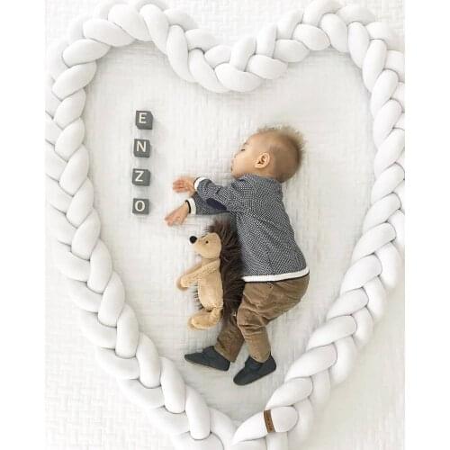 3M Length newborn room decor baby crib protector Knotted Braided Bumper Handmade crib decoration