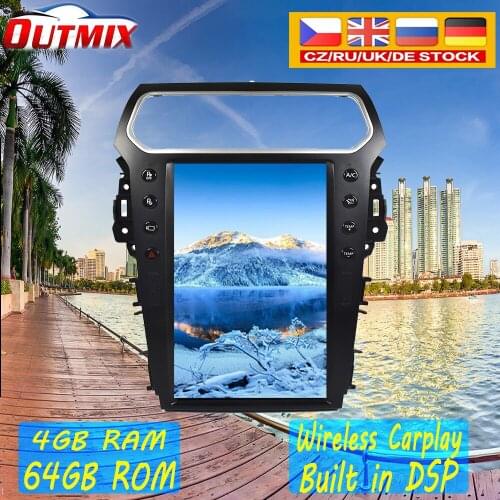 4+64GB 13.6 Android 9.0 For Ford explorer 2011-2019 Vertical Screen Car GPS Navigation Stereo Head Unit Multimedia Player Radio