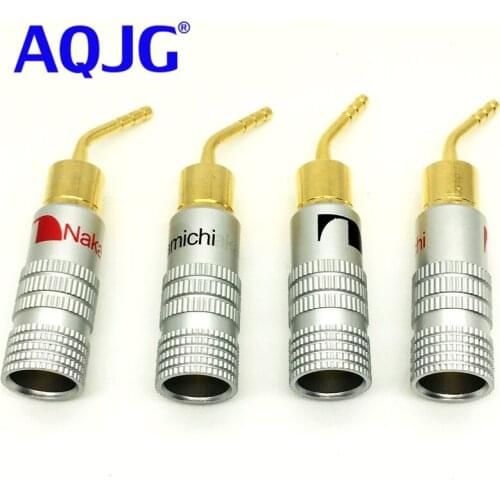 4pcs High Quality New 24K Gold Nakamichi Speaker Pin Angel 2mm Banana Plugs Speaker wire Screw Lock Connector AQJG