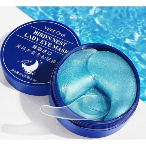 60 Stickers Ocean Birds Nest Eye Mask Hyaluronic Acid Eye Patches Moisturize Anti-aging Firming Skin Hydrogel Collagen Eye Mask