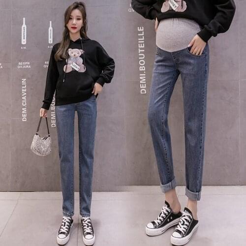 6602# Maternity Pants Summer Maternity Jeans Belly Support Pants Support Abdomen Elastic Waist Maternity Trousers