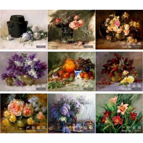5D Diamond Painting The Living Room Bedroom Diy Embroidery Diamond Mosaic Cross Stitch Lavender Flowers Vase Wall Stickers