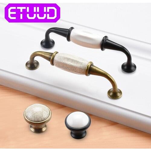 Antique Ceramic Kitchen Door Cabinet Handle Wardrobe Drawer Cupboard Pull Knob Cupboard Pulls Bedroom Door Furniture Handle