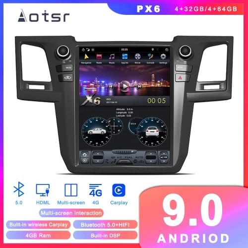 Android 9.0 Tesla style Car GPS navigation for Toyota Fortuner/Hilux 2008-2015 Car auto radio stereo Multimedia player Head Unit