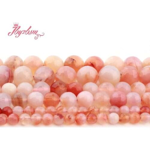 6/8/10/12mm Natural Carnelian Agates Beads Round Faceted Stone Beads For Jewelry Making DIY Necklace Bracelet 15" Free Shipping
