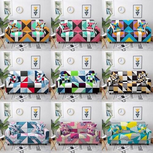 Geometric block Stitching Pattern Sofa Cover for Living Room Sofa Couch Protective Cover Home Sofa Elastic Slipcover