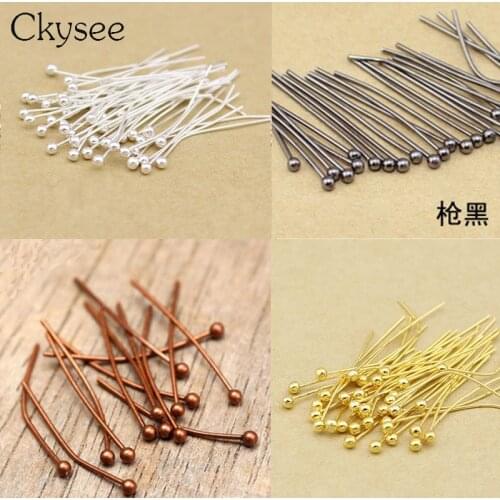 Ckysee Wholesale 200pcs/lot Ball Head Dia 0.5mm Pins Length 20 25 30 40 50 mm Head Pins For Jewelry Making Findings