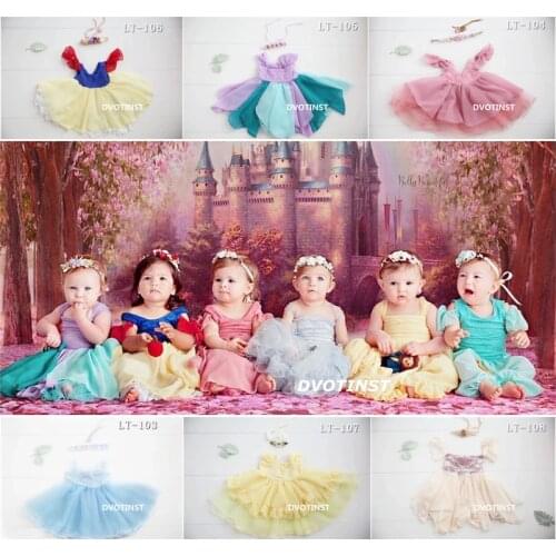 Dvotinst Newborn Baby Photography Props Fotografia Princess Dresses+Headwear Cosplay Snow White Costume Studio Shoot Photo Props