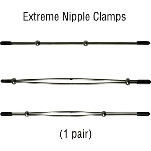Double Bar Adjustable BDSM Play Extreme Nipple Clamps with Silding Tensioner Sex Toys for Women