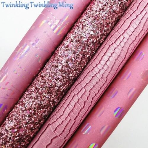 PURPLE Glitter Fabirc, Faux Leather Fabric, Dots Flamingo Synthetic Leather Fabric Sheets For Bow 21x29CM Twinkling Ming XM592