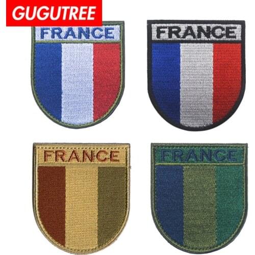 GUGUTREE embroidery HOOK&LOOP national flag patch peltate france flag patches badges applique patches for clothing AD-50