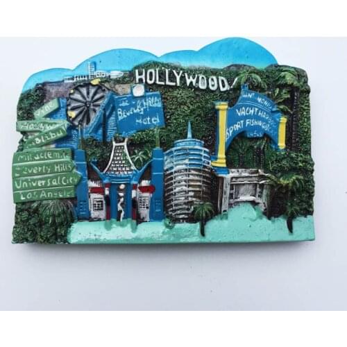Creative Travel Souvenir Fridge Magnets American Hollywood Landscape Hand-painted Decorative Crafts Souvenirs