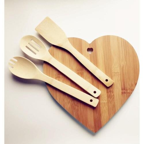 Kitchen Bamboo Cutting Board with Cookware Utensils