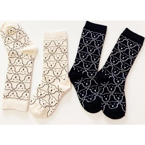 1-7Years Cute Girls Cotton Socks Cartoon Bear Flower Infant Baby Long Tube Socks Children Socks Knee High Toddlers Boys Sock