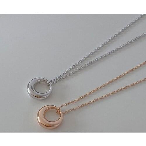 Korea Fashion Necklace 2021 Trend Geometric Circle Pendant Necklaces for Women Clavicle Chains Circle Necklace Jewelry Collares