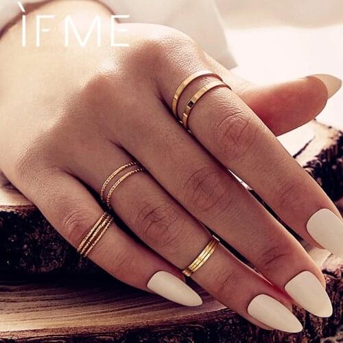 IF ME Vintage 10Pcs/set Gold Rings Set for Women Simple Boho Geometric Round Circle Finger Knuckle Ring Fashion Jewelry 2020 New