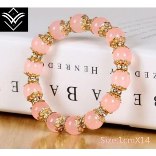 Natural Pink Morganite Cystal Female Beaded Bracelet