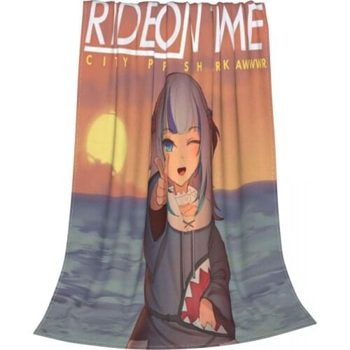 Gawr Gura City Shark Blanket Flannel Winter Girl Portable Lightweight Throw Blankets for Bedding Car Bedding Throws