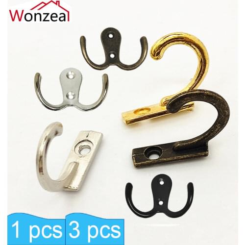 5PCS Single Prong Hook Mini Size Wall Mounted Hanger Buckle Horn Lock Clasp Retro Cloth Hanger For Coats Hats Towels Keys