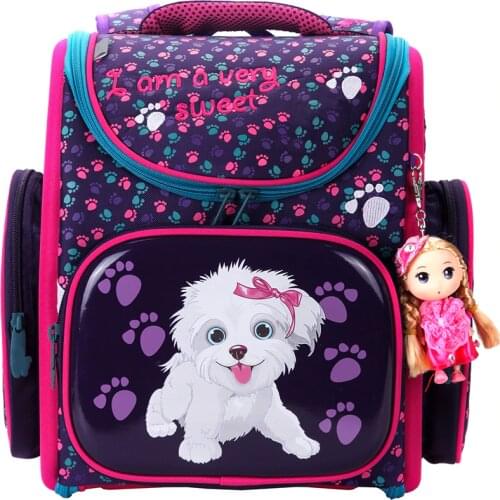 2021 Kids Grade 1-4 Cartoon School Bags Backpack for Girls Dog Pattern Children Orthopedic Schoolbag Backpacks Mochila Infantil