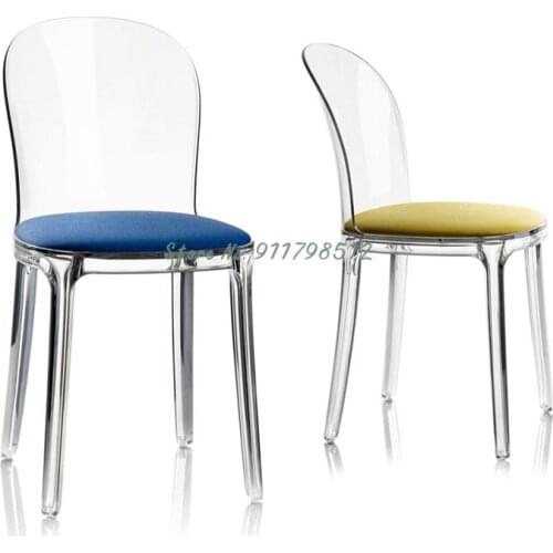Transparent chair European acrylic leisure creative soft package dining chair simple modern plastic crystal backrest makeup chai