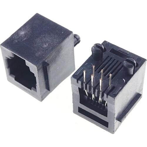 10 pcs Telephone Socket Single Port RJ11 RJ12 Jack Modular Connector 6P6C Vertical Through Hole PCB Solder Unshielded 52-6P6C