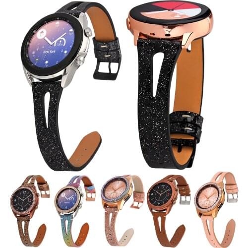 20mm Slim Genuine Leather Band Strap for Samsung Galaxy Watch Active 2/Watch3 41mm Strap for Galaxy watch 42mm accessories