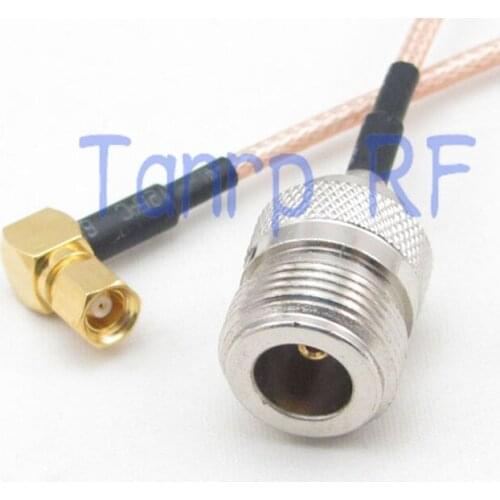 6in SMC male plug right angle to N female jack RF adapter connector 15CM Pigtail coaxial jumper extension cord cable RG316