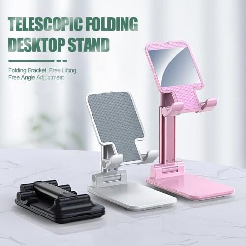 Foldable Metal Desktop Phone Stand Holder Adjustable Alloy Portable Ergonomic Design Mobile Phone Anti-skid Pads Holder