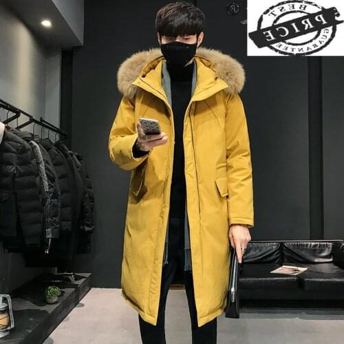 Mens New Brand Down Jacket Winter Men Clothes 2021 Streetwear Fur Hooded White Duck Down Coat Man Down Parkas Hiver a2a