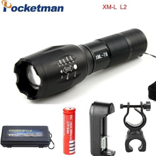Flashlight E17 XM-L2 8000LM Tactical Led Torch Zoom LED Flashlight Torch light For 3xAAA or 1x 18650 battery