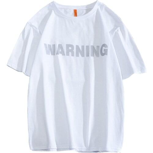 2021 New Luminous T Shirt Hip Hop Men Summer Short Sleeve Loose Letter Printed T-Shirts Cotton Casual Oversized Couples Tee Soft