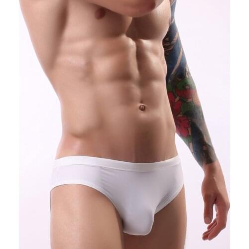 Mens Seamless Underpants Ultra-Thin Underwear Men Sexy Breathable Briefs Ice Silk Panties Pouch Low Waist Soft Bikini