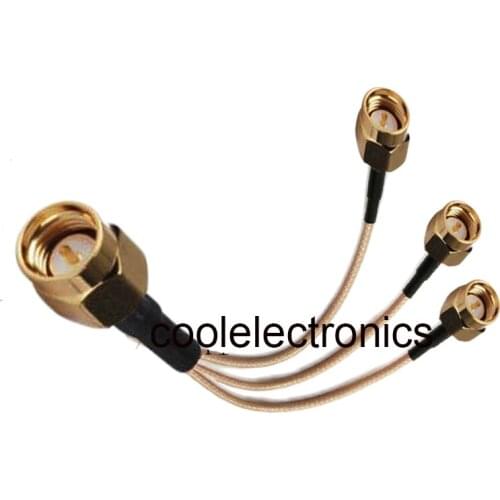 RG316 SMA Plug Male to 3 SMA Male Connector RF Pigtail Y Extension Cable 10/15/20/30/50cm /1m