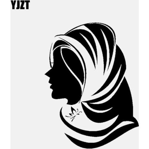 YJZT 11.5CM*14.9CM Vinyl Decal Car Stickers Islam Muslim Clothes Shop Girl Black/Silver C3-1159