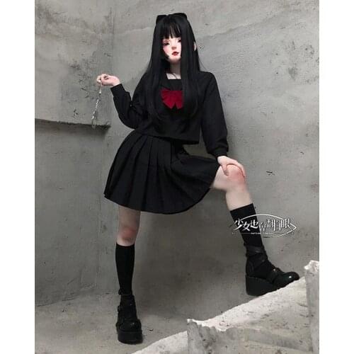New Autumn Fashion Women Preppy Style Punk Gothic Girls Harajuku Black Skirt Woman Pleated Skirts