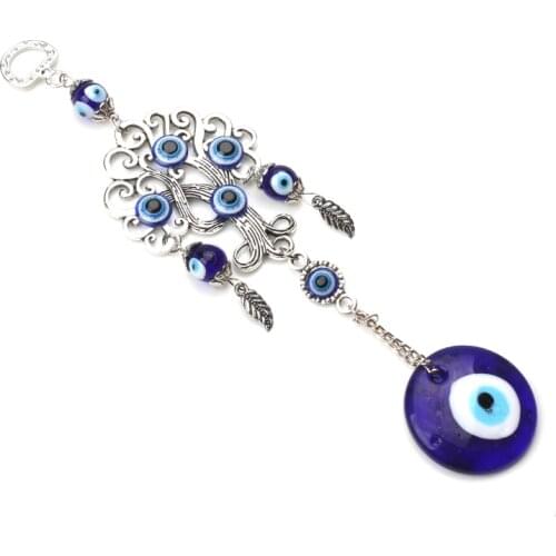 1pc turkey blue evil eye long charms pendant tree life evileye keychain Purse Bag Buckle Pendant For Car Keyrings holder women